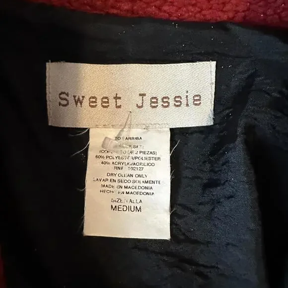 Sweet Jessie vintage 90s red Sherpa fleece jacket cabin granola camping outdoors - Picture 4 of 4